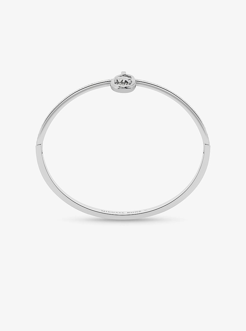Pav&eacute; Logo Padlock Bangle in SILVER | Michael Kors