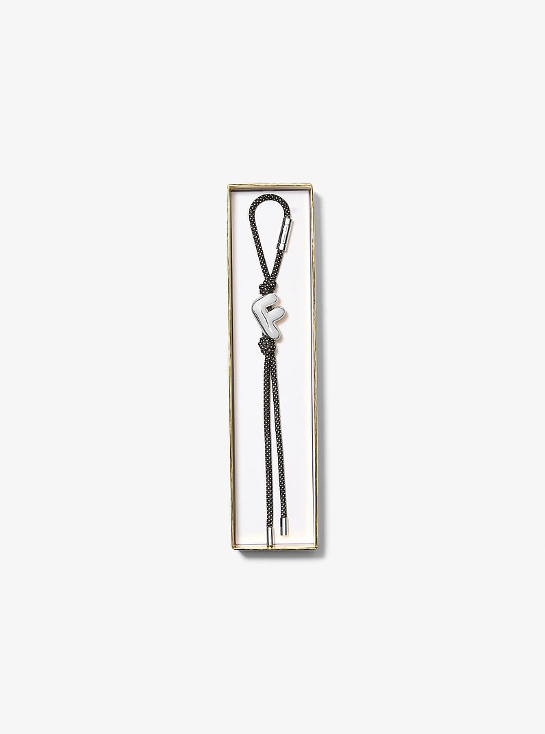 Initial Silver-Tone and Speckled Cord Bag Charm in SH RHODIUM | Michael Kors