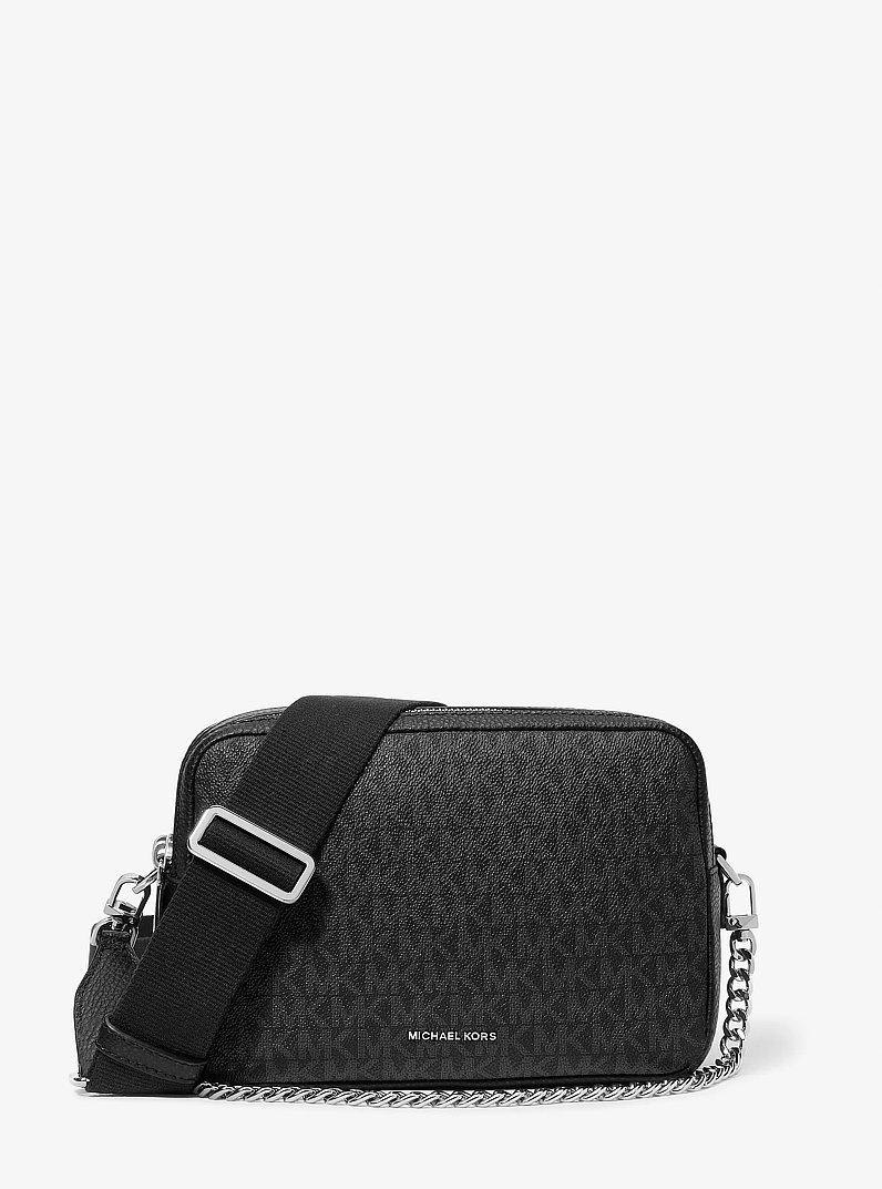 Bryant Medium Signature Logo Camera Crossbody Bag in BLACK | Michael Kors