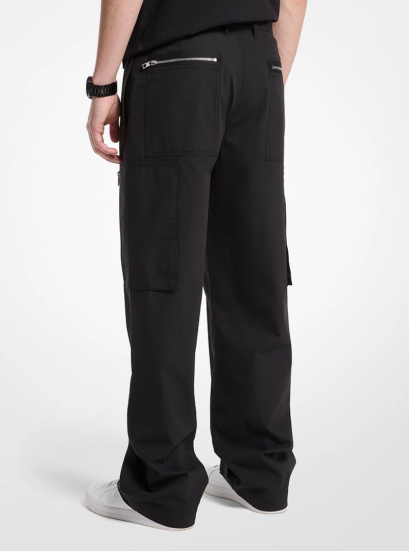 Pantalon cargo en popeline de coton &agrave; fermeture &eacute;clair in NOIR | Michael Kors