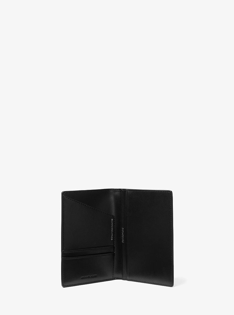 Cooper Saffiano Leather Passport Case and Luggage Tag Gift Set in BLACK | Michael Kors
