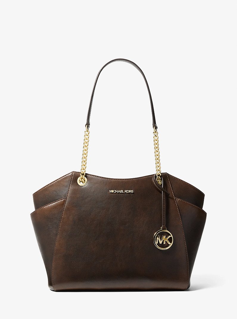 Jet Set Travel Large Burnished Tote Bag in CHOCOLATE | Michael Kors