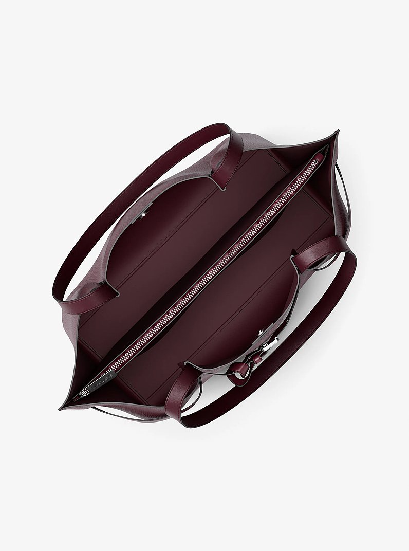 Emilia Large Pebbled Leather Tote Bag in OXBLOOD | Michael Kors