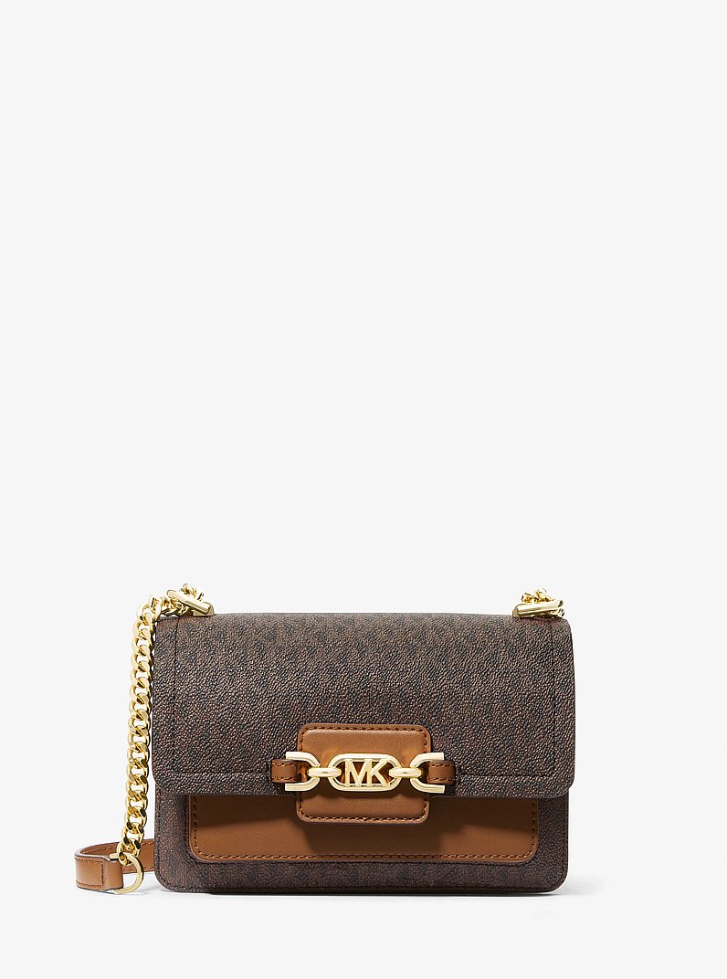 Heather Extra-Small Logo Crossbody Bag in BRN/ACORN | Michael Kors
