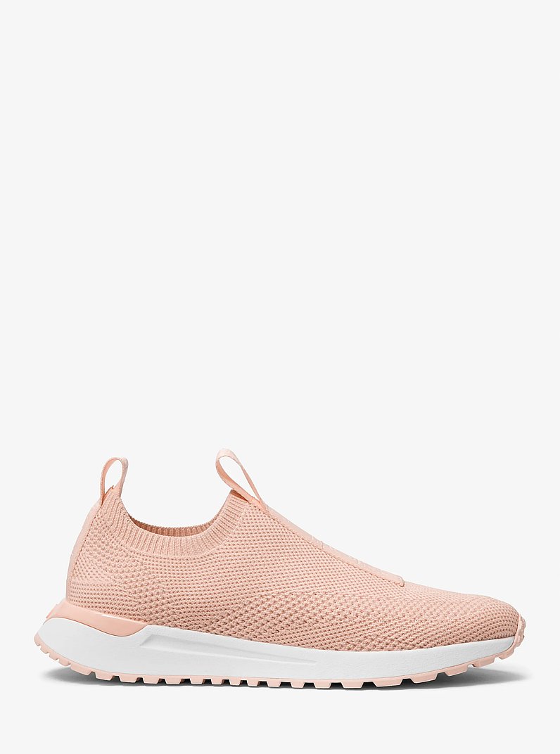 Bodie Logo Tape Stretch Knit Slip-On Trainer in SOFT PINK | Michael Kors
