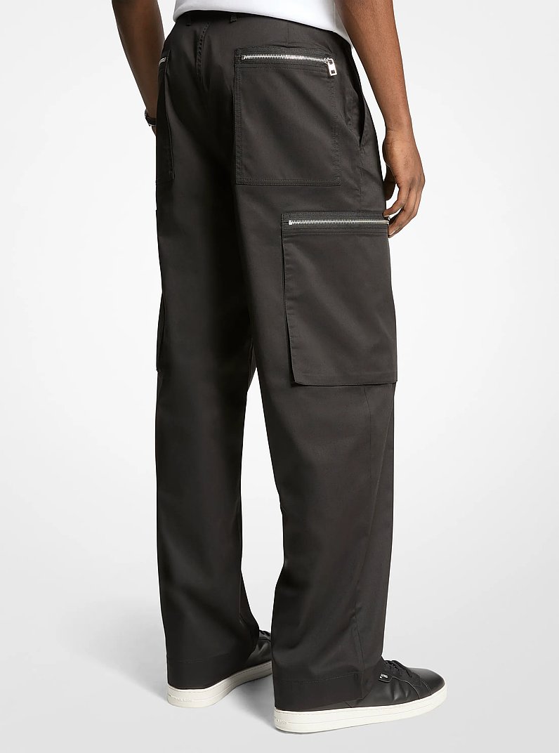 Wide-Leg Woven Zip Cargo Pant in BLACK | Michael Kors