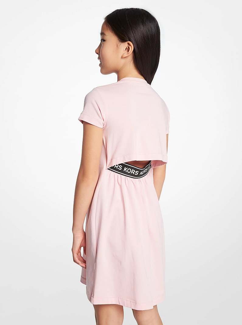 Stretch Cotton Logo T-Shirt Dress in PINK | Michael Kors