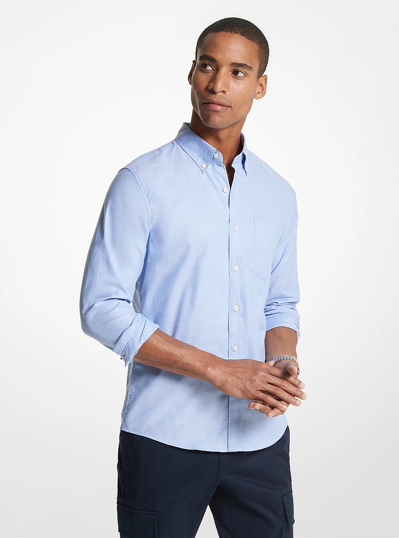 Camisa Oxford de algod&oacute;n el&aacute;stico in AZUL N&Aacute;UTICO | Michael Kors