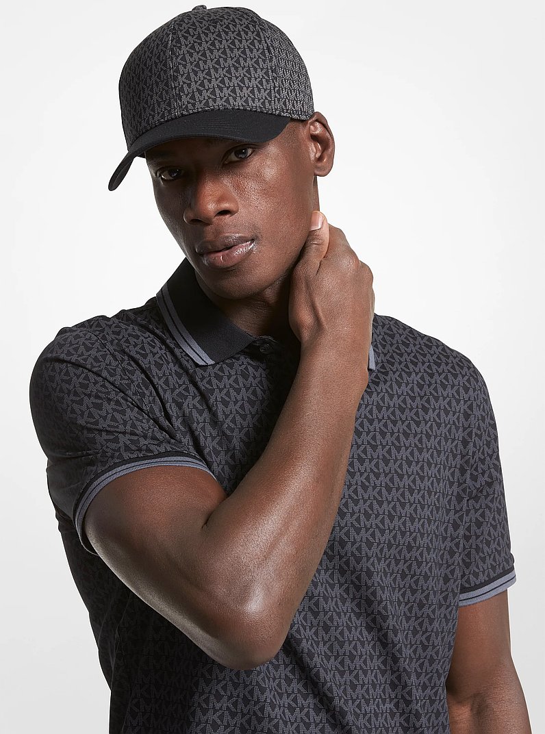 Logo Print Cotton Baseball Hat in BLACK | Michael Kors