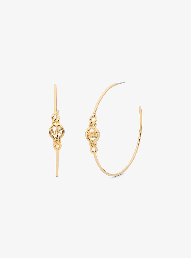 Logo Curb Chain Hoop Earrings in GOLD | Michael Kors