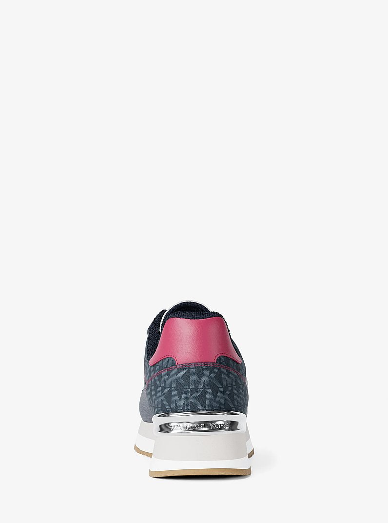 Hattie Mixed-Media Trainer in NAVY | Michael Kors