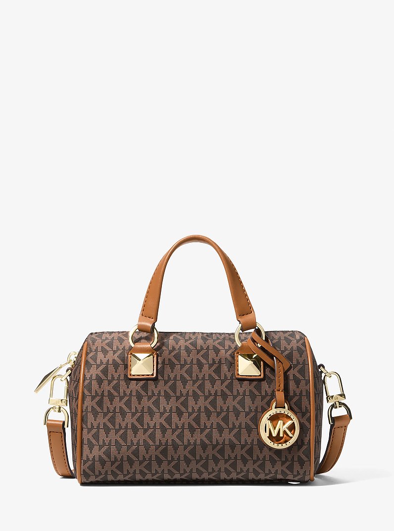 Bauletto a tracolla Grayson piccolo in tessuto con stampa logo in BRONZO/GHIANDA | Michael Kors