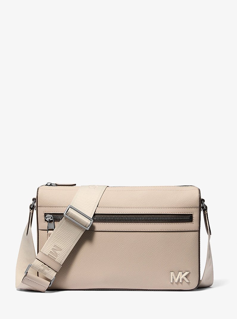 Edison Medium Saffiano Leather Messenger Bag in LIGHT SAND | Michael Kors