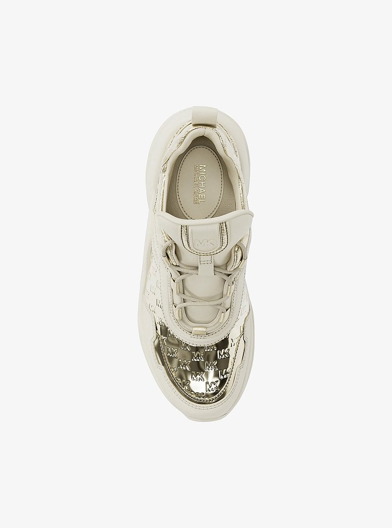 Olympia Mixed-Media Trainer in PALE GOLD | Michael Kors