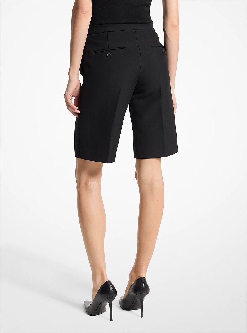 Wool Gabardine Bermuda Shorts in BLACK | Michael Kors