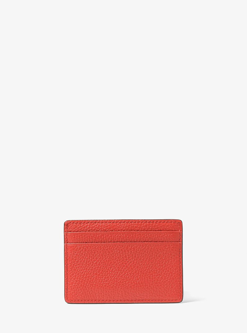 Pebbled Leather Card Case in SPICED CORAL | Michael Kors
