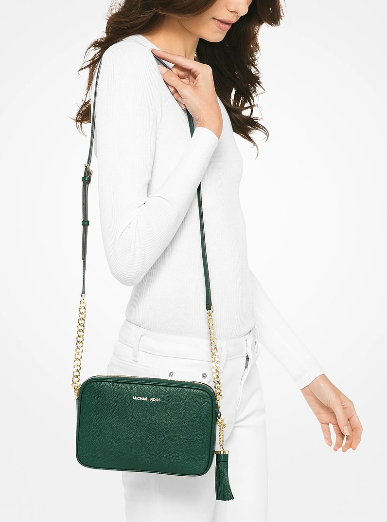 Jet Set Medium Pebbled Leather Crossbody Bag in BOSCO | Michael Kors
