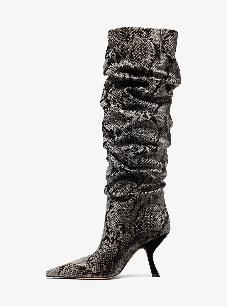 Luna Snake Embossed Leather Boot in QUARRY GREY | Michael Kors