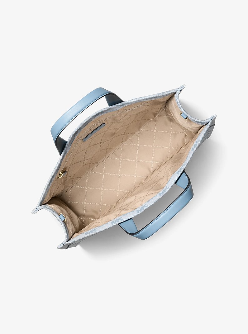 Borsa tote Gigi grande con logo jacquard in CHAMBRAY | Michael Kors