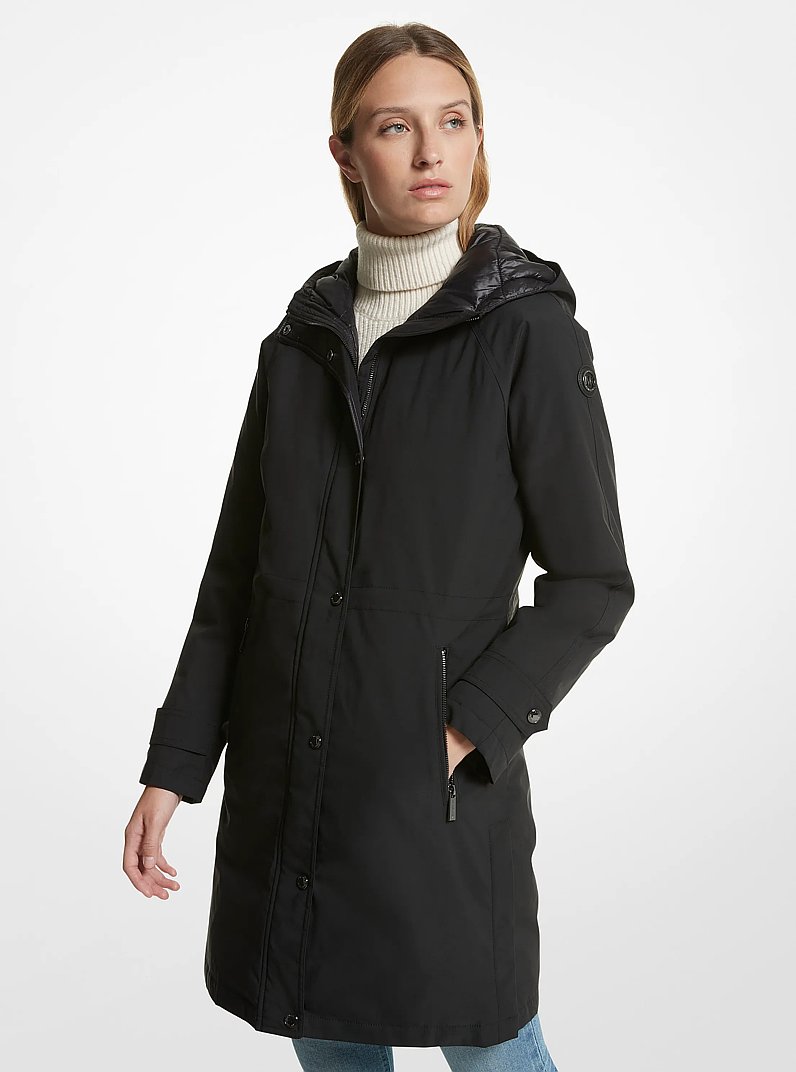 Woven Hooded Raincoat in BLACK | Michael Kors