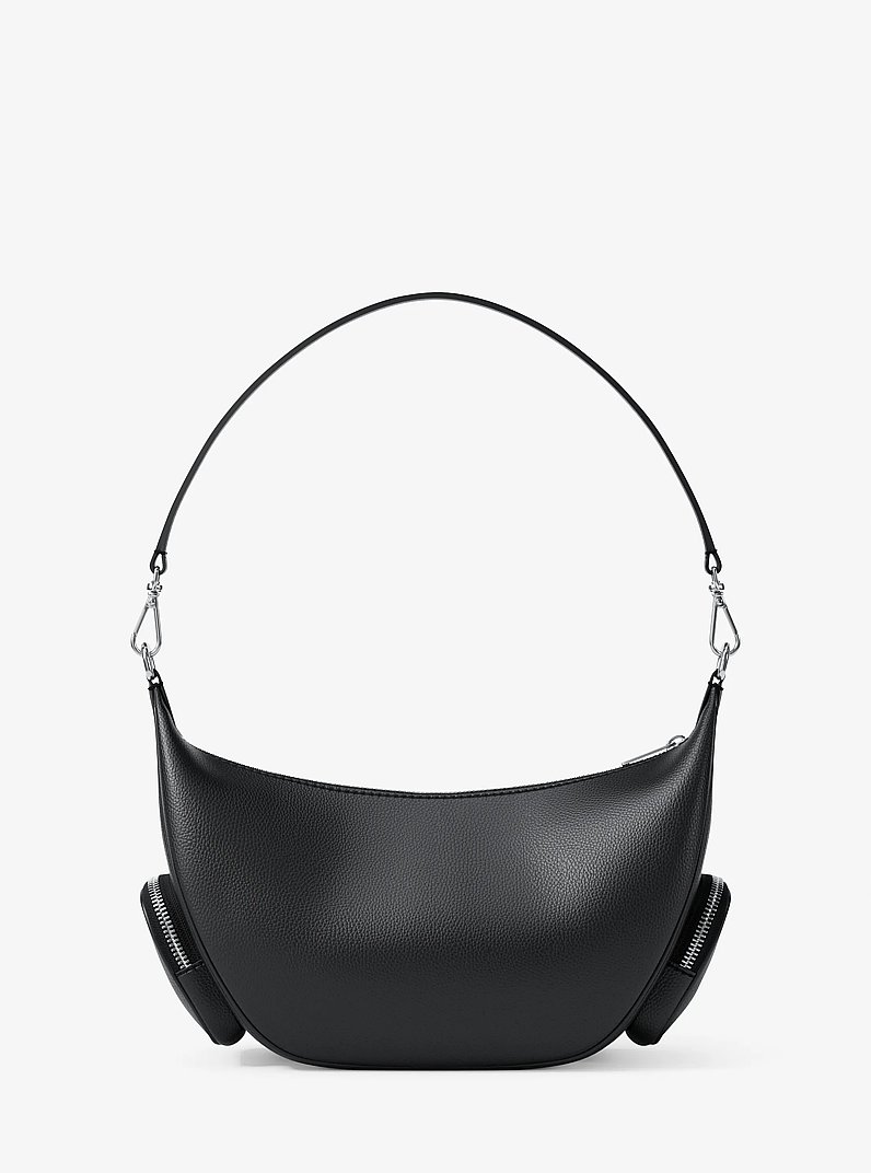 Merritt Medium Pebbled Leather Convertible Shoulder Bag in BLACK | Michael Kors