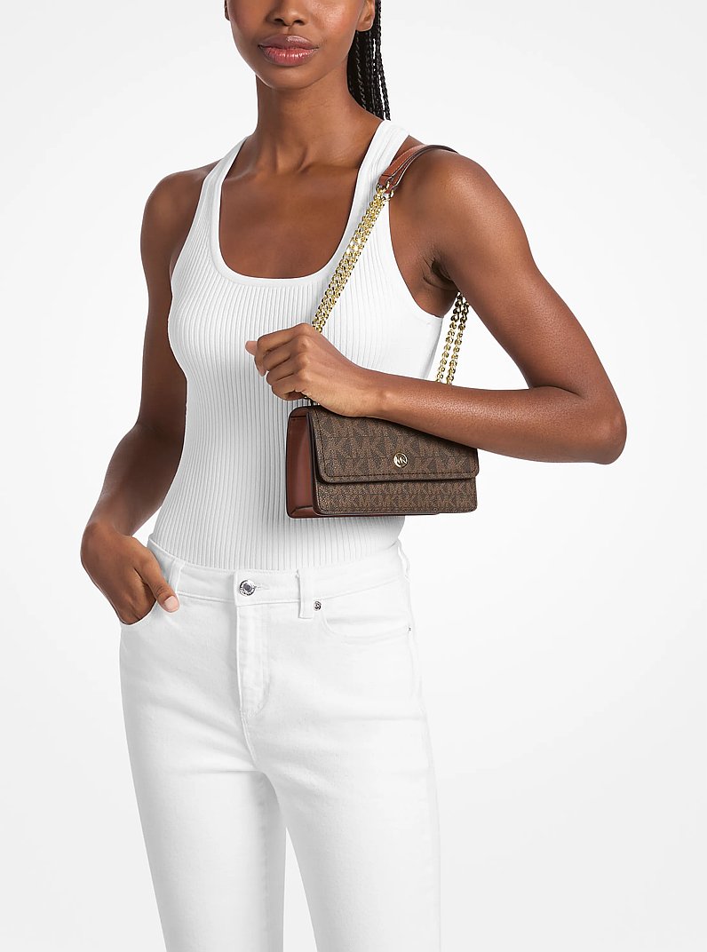 Schultertasche Abbott Small mit Signature-Logomuster in BRAUN/LUGGAGE | Michael Kors