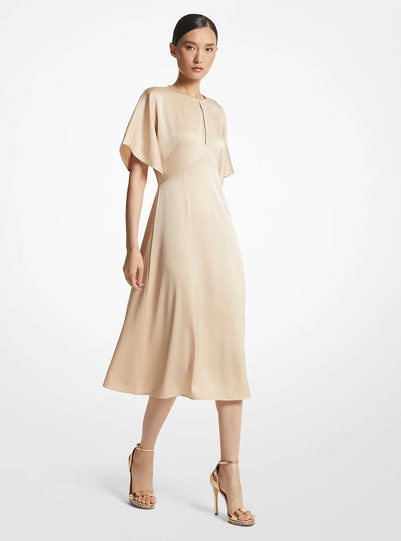 michael kors satin midi dress Michael Kors Collection Women's Satin Cowl Neck Cinched Dress - Blue - Size 10