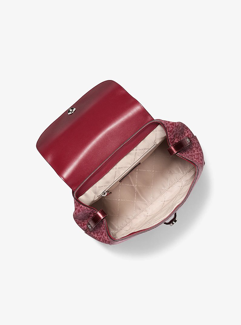 Maya Medium Signature Logo Backpack in MAROON | Michael Kors