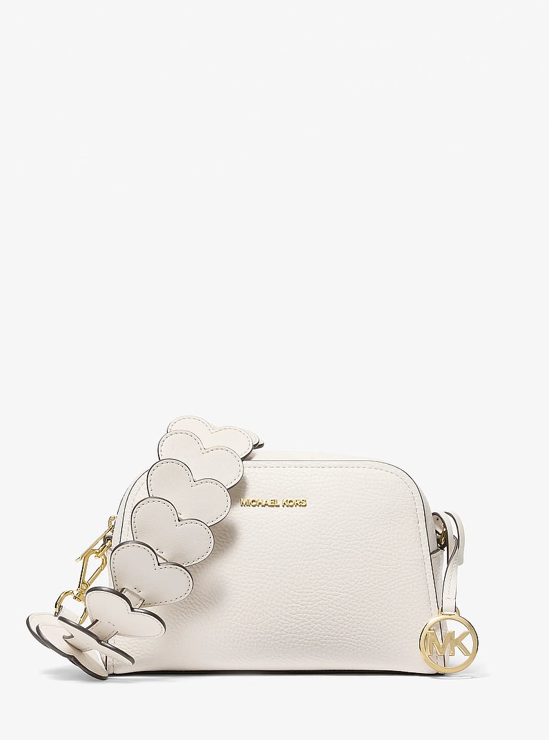 Ashton Extra-Small Heart Embellished Strap Camera Crossbody Bag in LT CREAM | Michael Kors