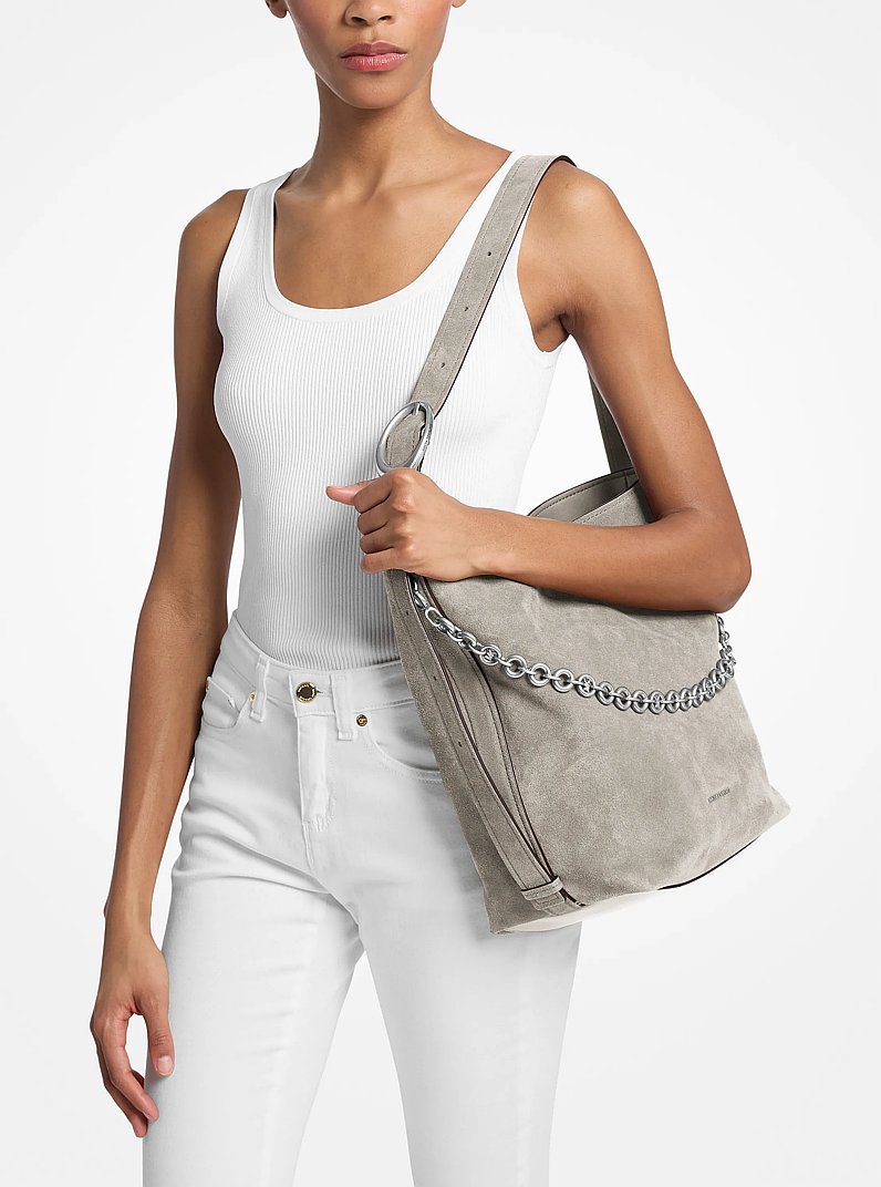 Grand sac seau Nolita en daim in GRIS PIERRE | Michael Kors