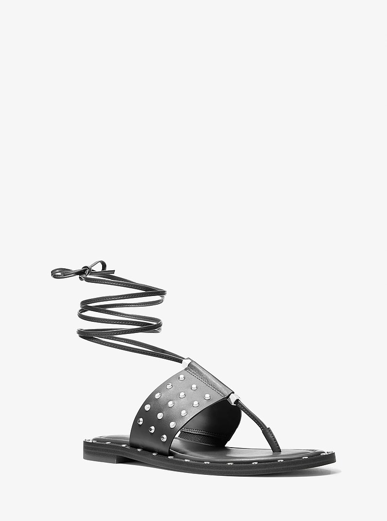 Jagger Studded Leather Sandal in BLACK | Michael Kors