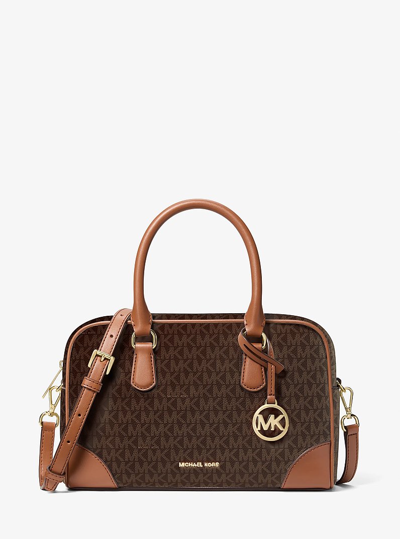 Thompson Medium Signature Logo Satchel in BROWN - Sale | Michael