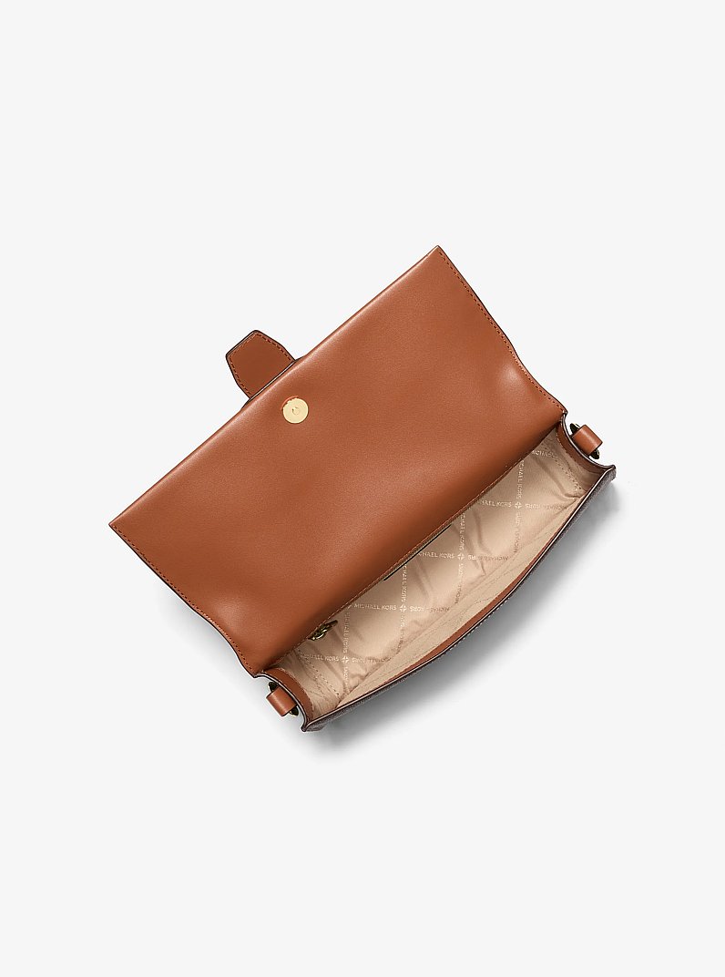 Greenwich Medium Signature Logo Shoulder Bag in BROWN | Michael Kors