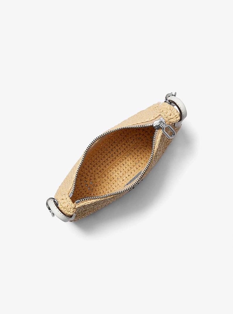 Kendall Small Straw Shoulder Bag in NAT/OPTICWHT | Michael Kors