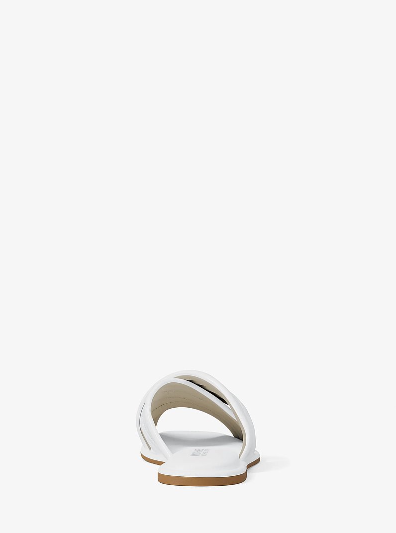 Portia Patent Slide Sandal in OPTIC WHITE | Michael Kors
