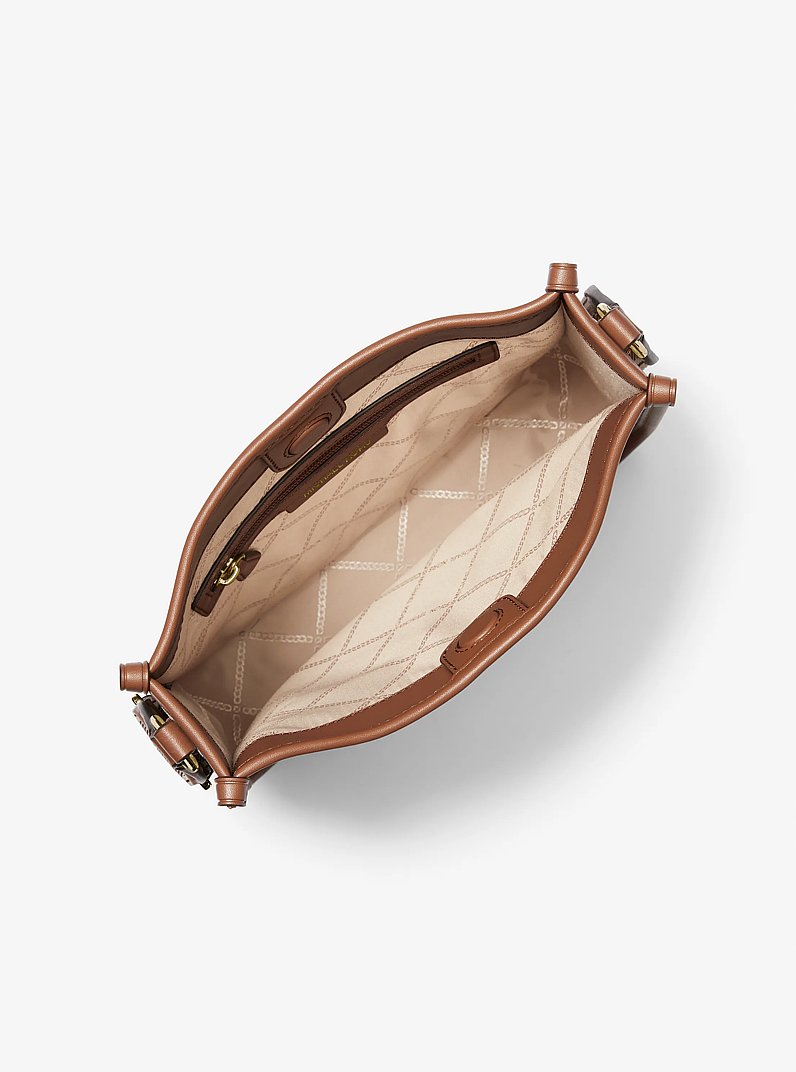 Luisa Large Signature Logo Messenger Bag in VANILLA/LUGGAGE | Michael Kors