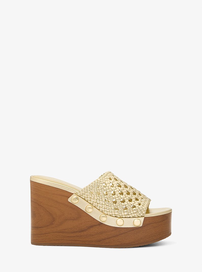 Mayes Woven Wedge Sandal in PALE GOLD | Michael Kors