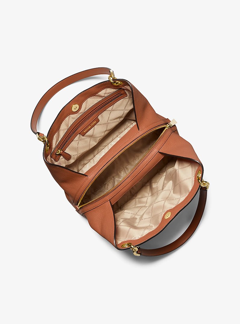 Kensington Large Pebbled Leather Tote Bag in LUGGAGE | Michael Kors