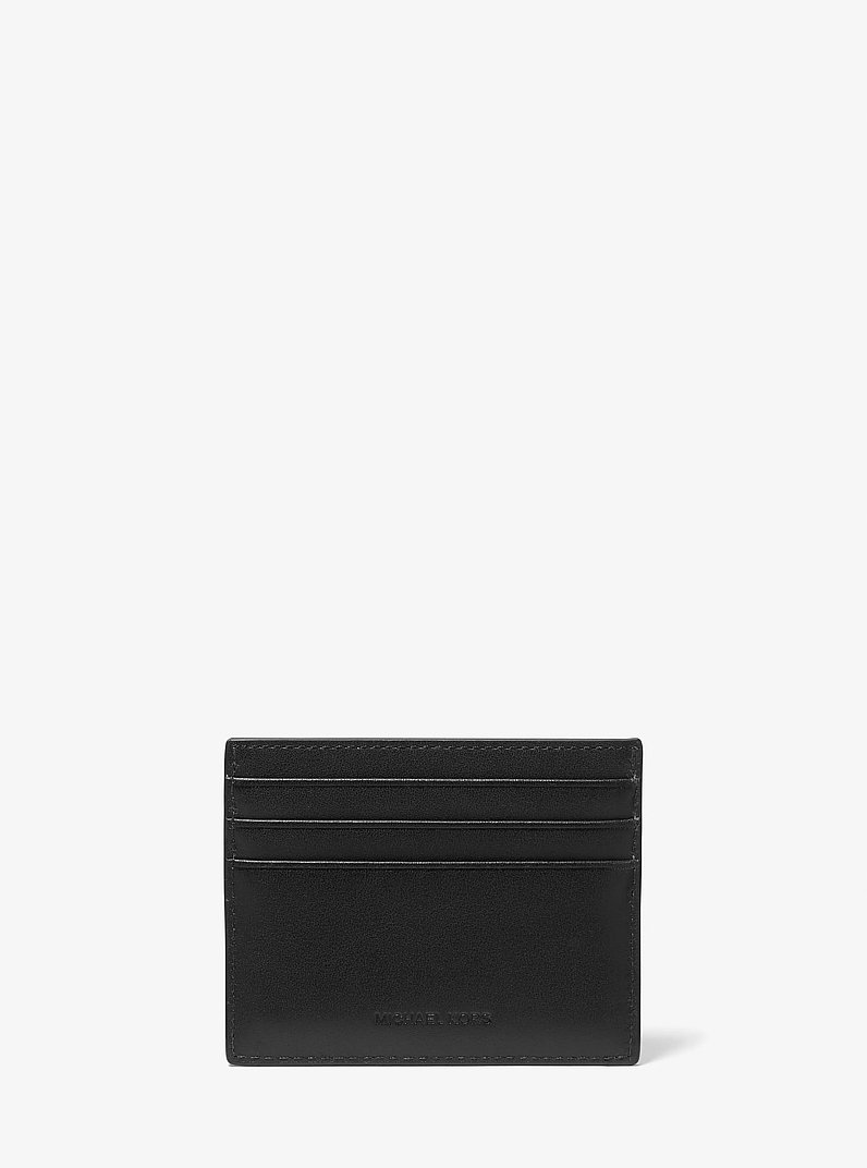 Varick Leather Tall Card Case in BLACK | Michael Kors