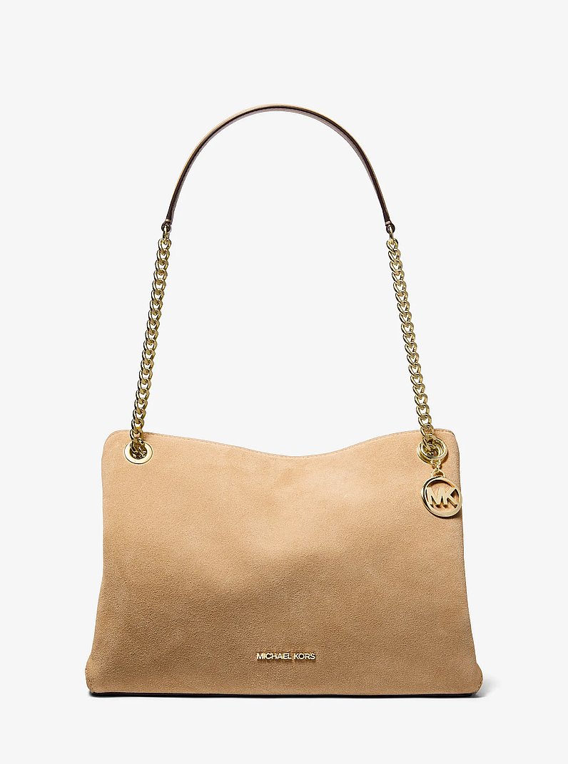 Christina Medium Suede Messenger Bag in CAMEL | Michael Kors