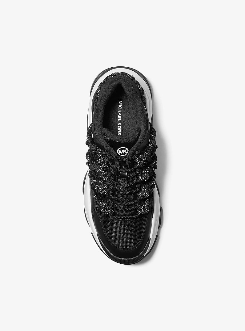 Zapatilla Atlas de piel y malla con cordones decorativos in NEGRO | Michael Kors