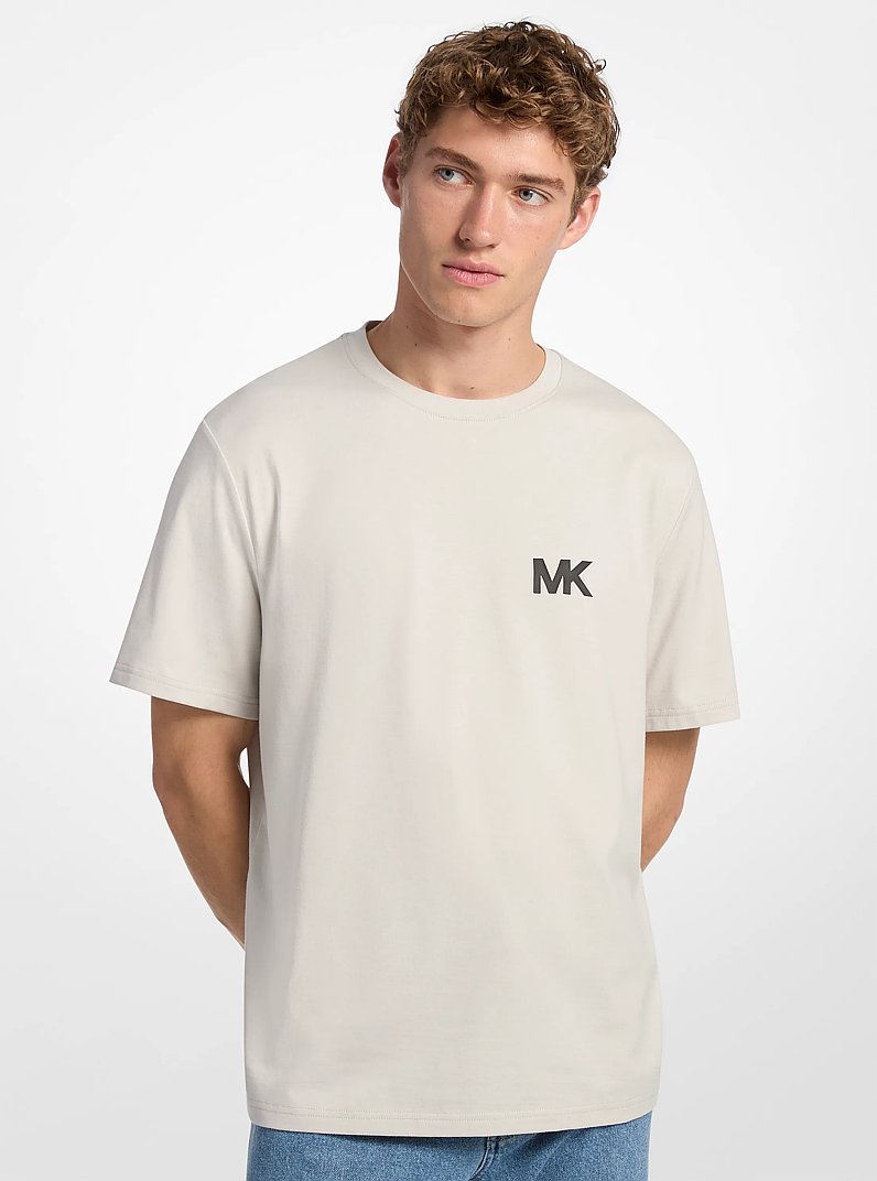 T-shirt in cotone con logo applicato in GRIGIO CARBONIO | Michael Kors