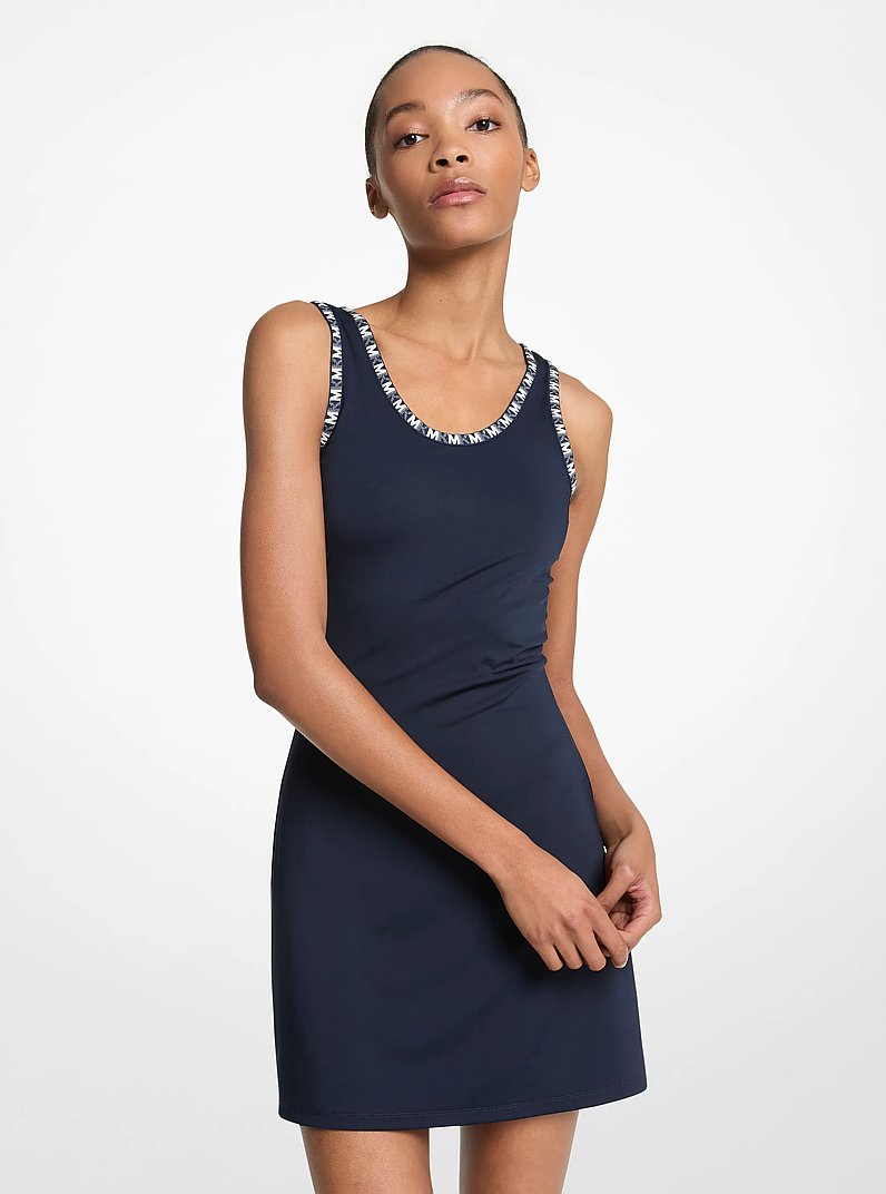 Vestido de tejido el&aacute;stico con ribete y logotipo in MIDNIGHTBLUE | Michael Kors