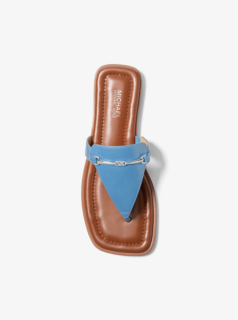 Sandale Lena en cuir &agrave; bride en T in BLEU PACIFIQUE | Michael Kors