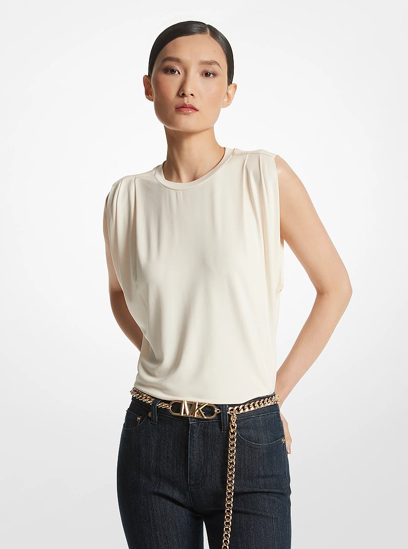 Matte Jersey Sleeveless T-Shirt in BONE | Michael Kors