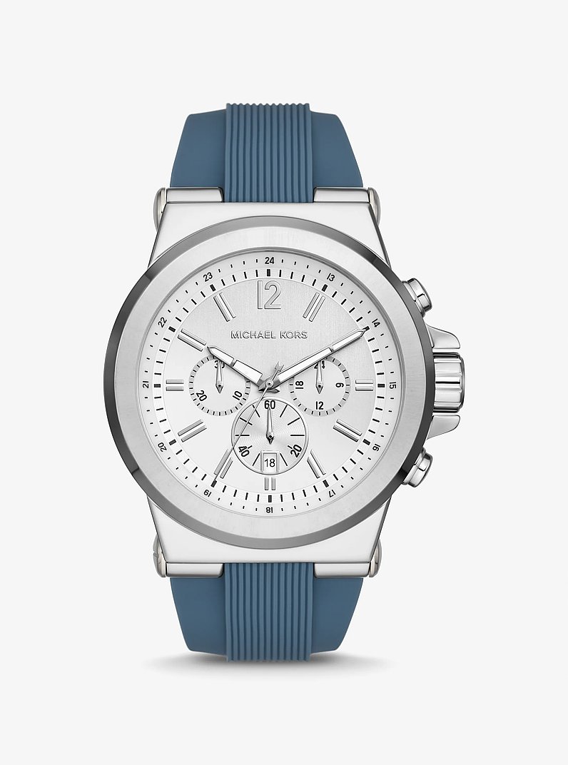 Rreloj Dylan oversize de silicona en tono plateado in DENIM | Michael Kors