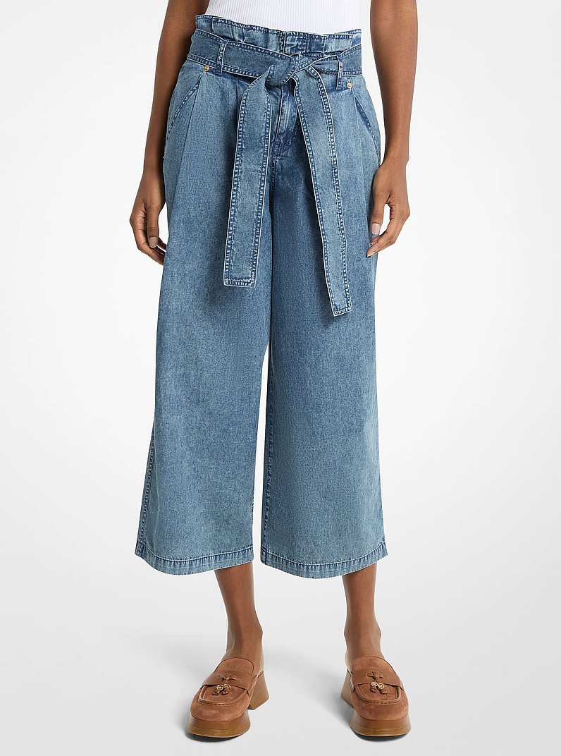 Denim Cropped Paperbag Pants in DUSK BLUE WASH | Michael Kors