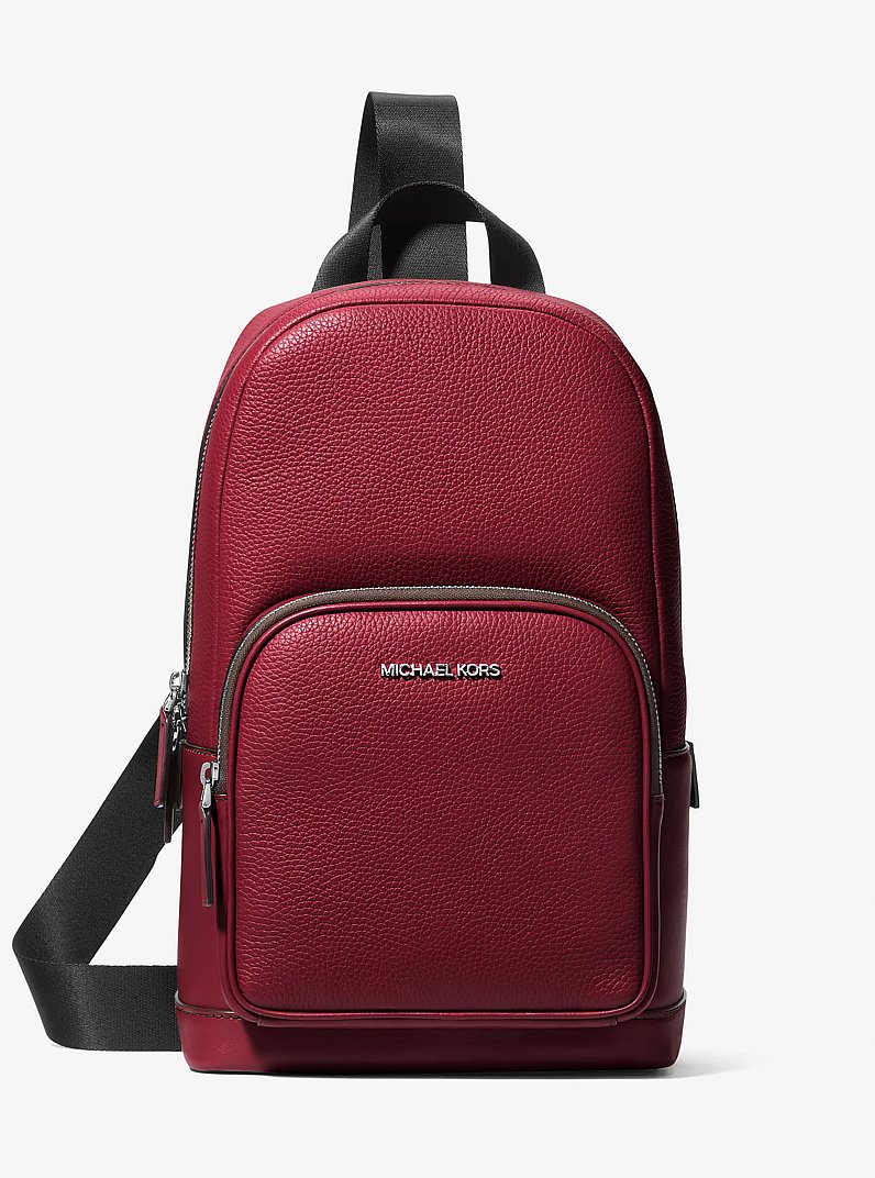 Cooper Pebbled Leather Sling Pack in CHERRY | Michael Kors