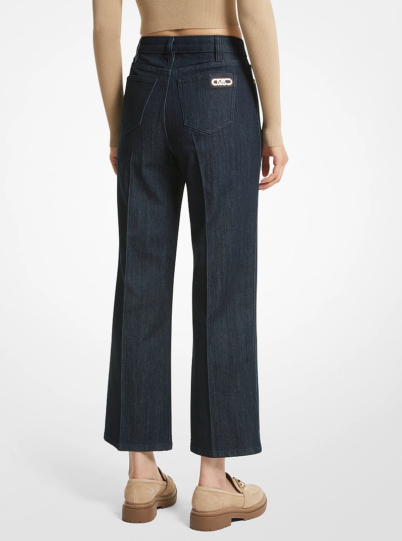 Stretch Denim Cropped Flared Jeans
