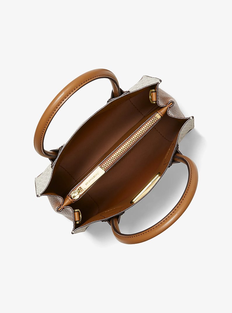 Bolsa cruzada Mercer mediana tipo acorde&oacute;n de piel y con logotipo in VAINILLA | Michael Kors